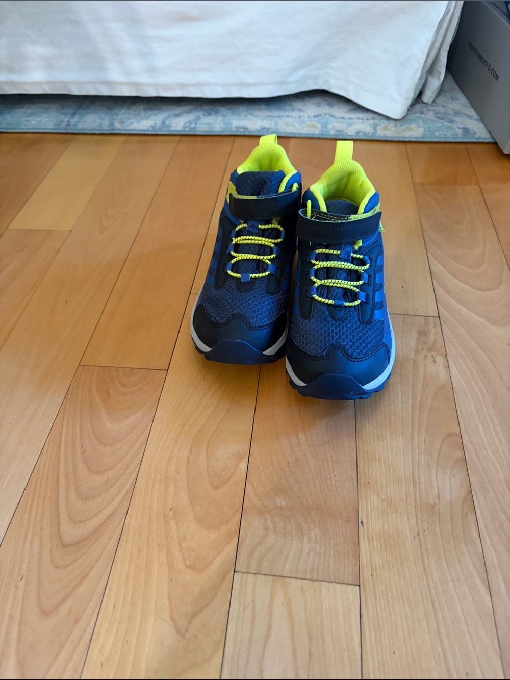 Kids Navy and Neon Yellow Athletic Sneakers - Brand